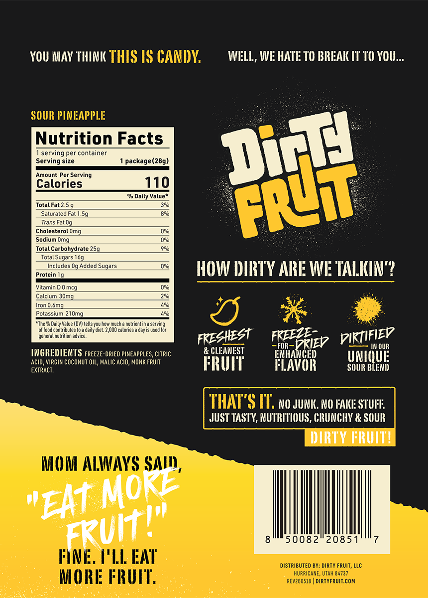 Sour Pineapple back of pouch