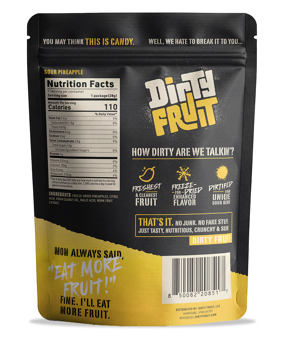 Sour Pineapple back of pouch