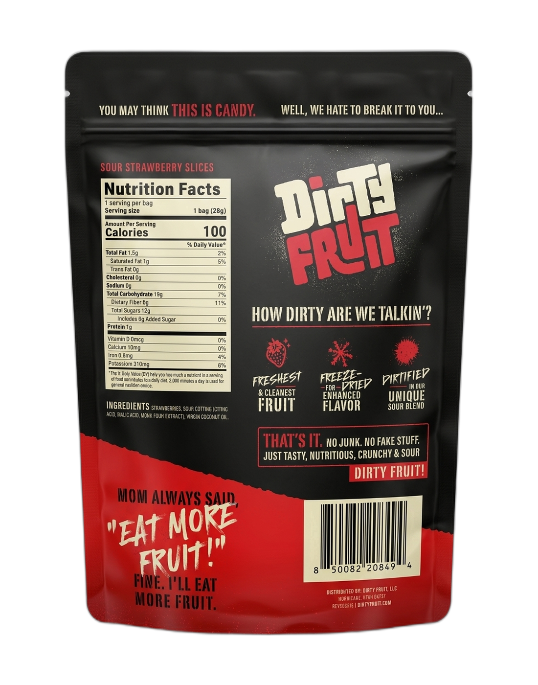 Sour Strawberry back of pouch
